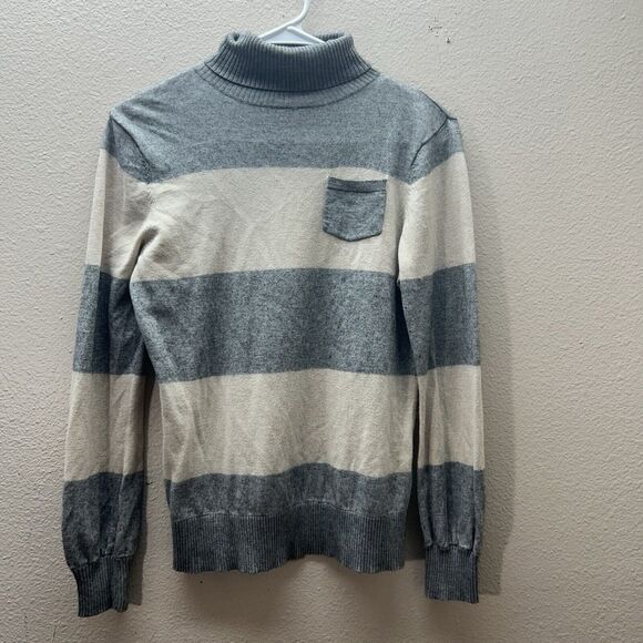 L.L. Bean Sweater Womens Small Cashmere Cotton Silk Turtleneck Pullover Striped - Picture 1 of 6